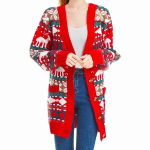 Oversize Christmas reindeer cardigan